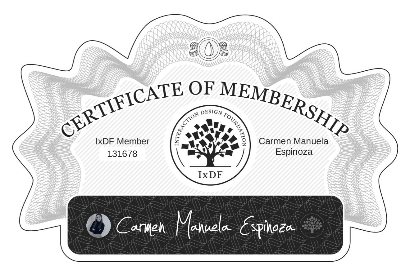 Certificate of Membership – Carmen Manuela Espinoza