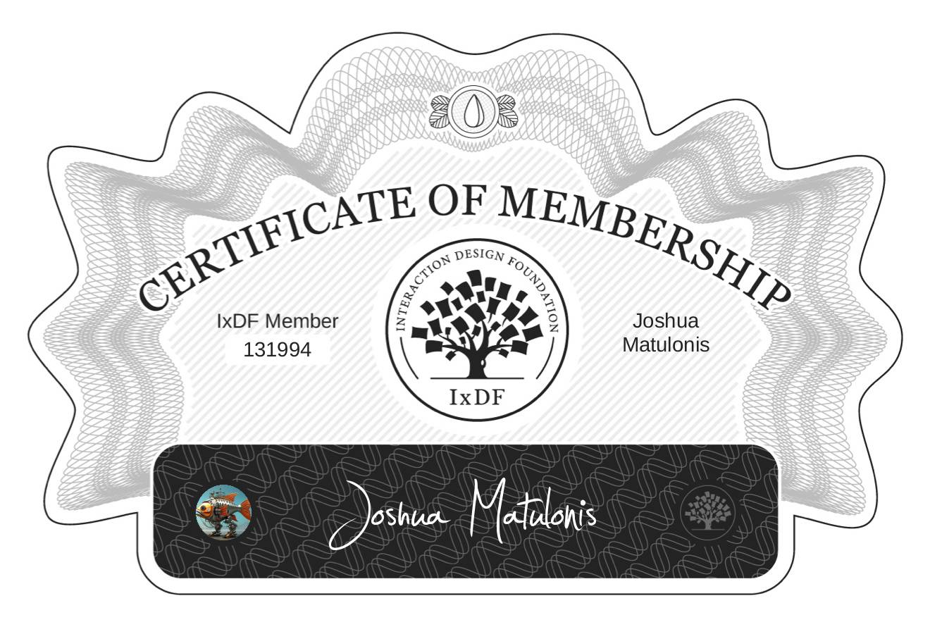 Certificate of Membership – Joshua Matulonis