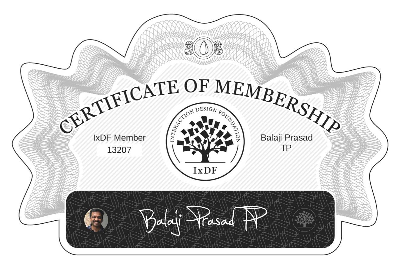 Certificate of Membership – Balaji Prasad TP