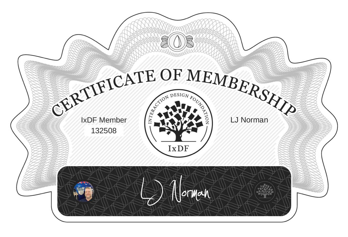 Certificate of Membership – LJ Norman