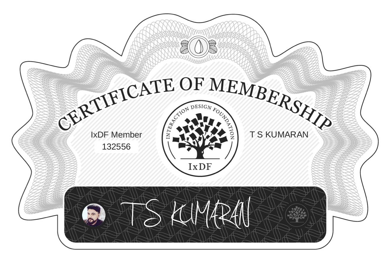 Certificate of Membership – T S KUMARAN