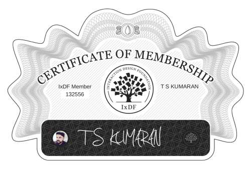 Certificate of Membership – T S KUMARAN
