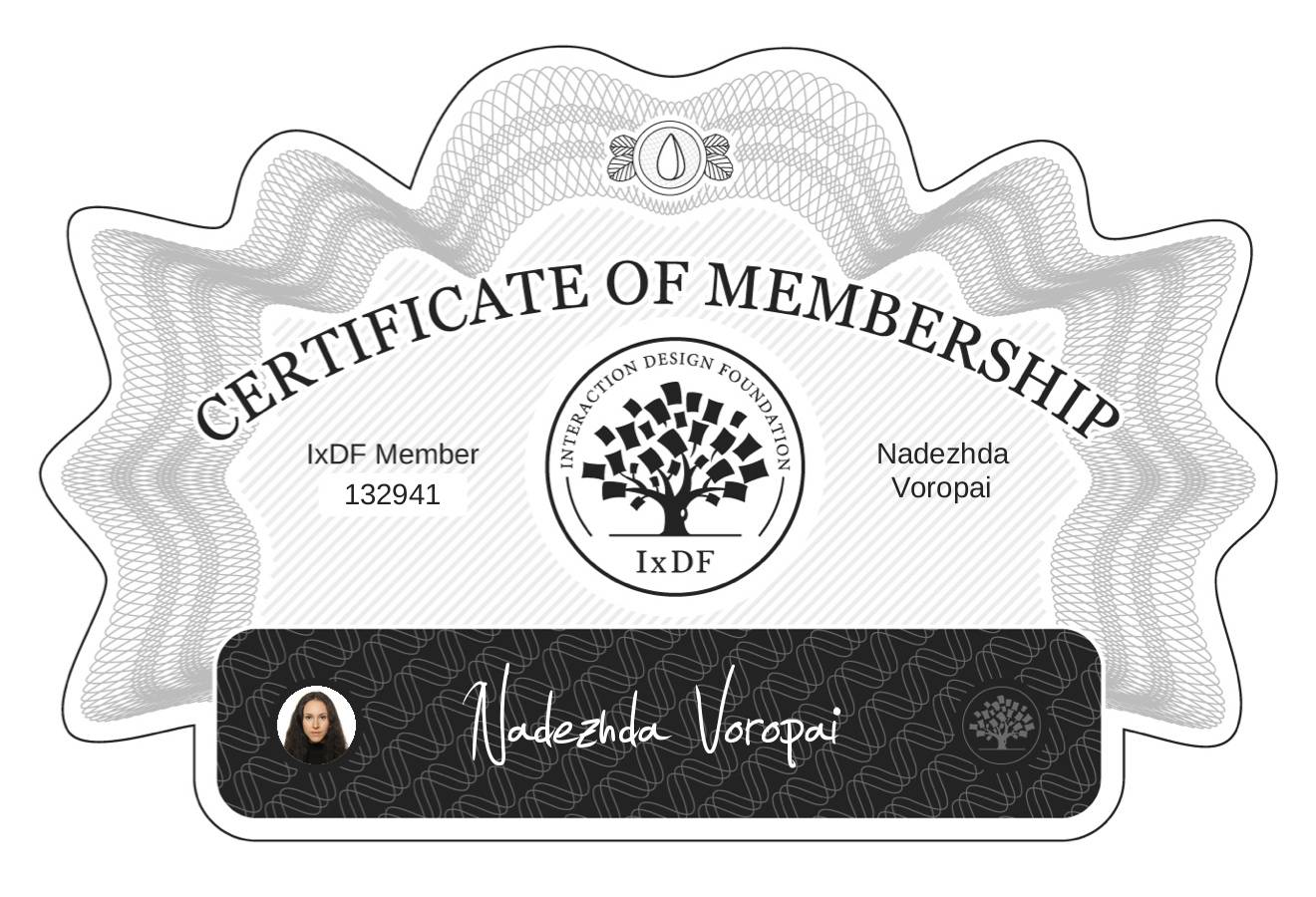 Certificate of Membership – Nadezhda Voropai