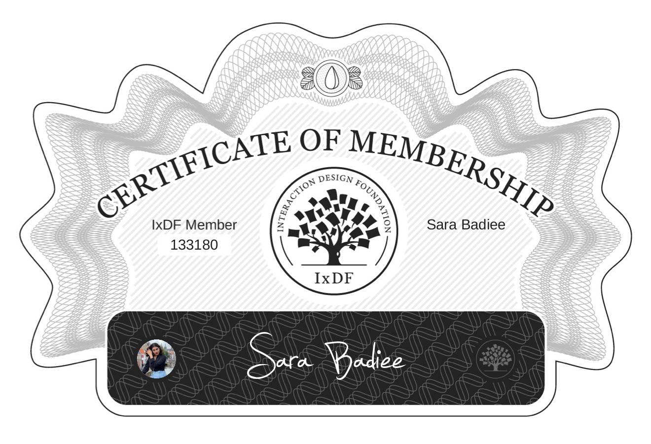 Certificate of Membership – Sara Badiee