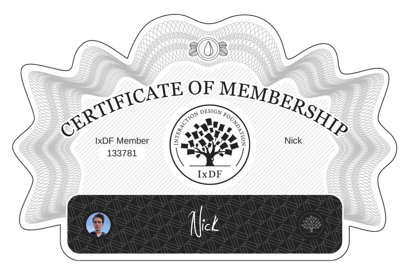 Certificate of Membership – Nick