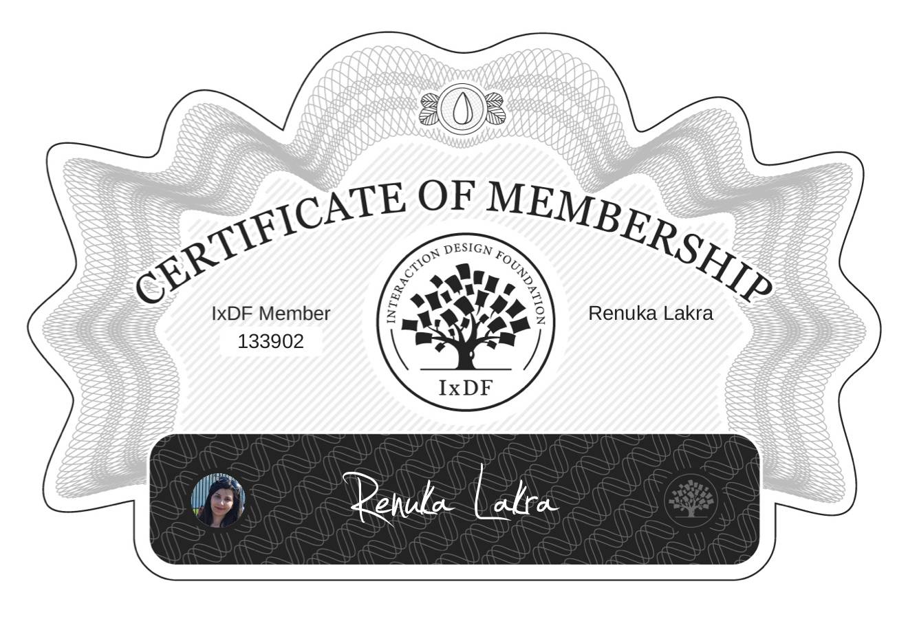 Certificate of Membership – Renuka Lakra