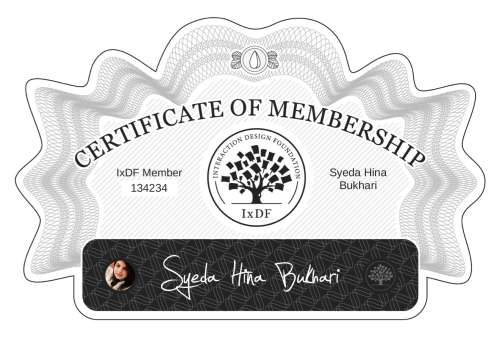Certificate of Membership – Syeda Hina Bukhari