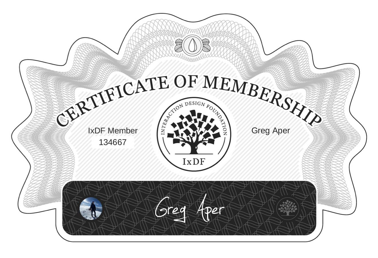 Certificate of Membership – Greg Aper