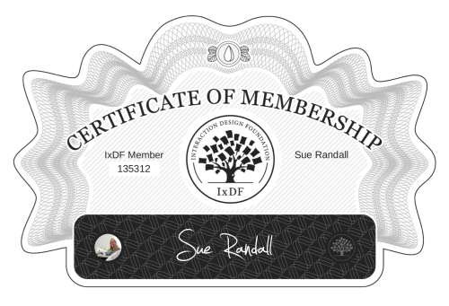 Certificate of Membership – Sue Randall