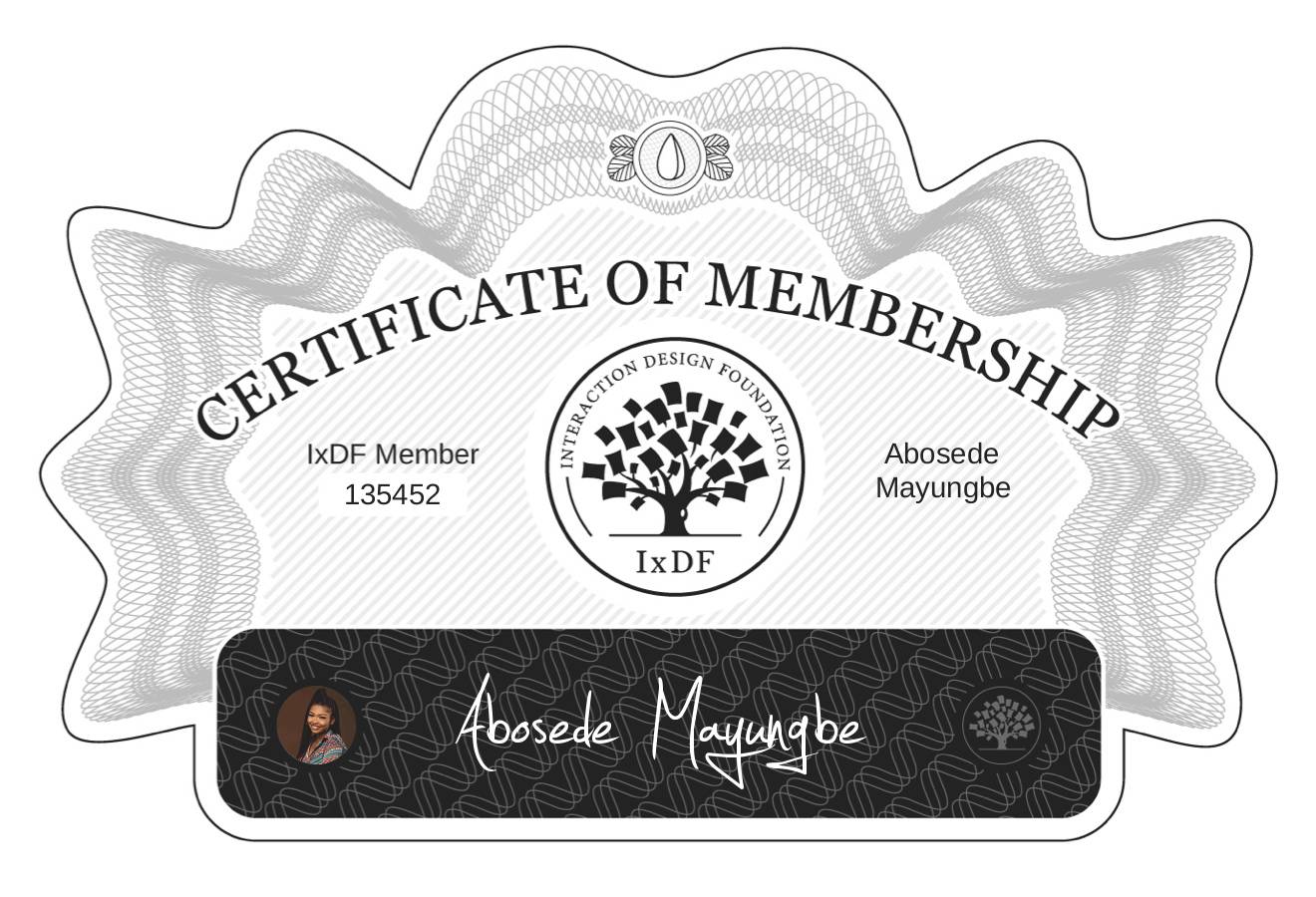 Certificate of Membership – Abosede Mayungbe