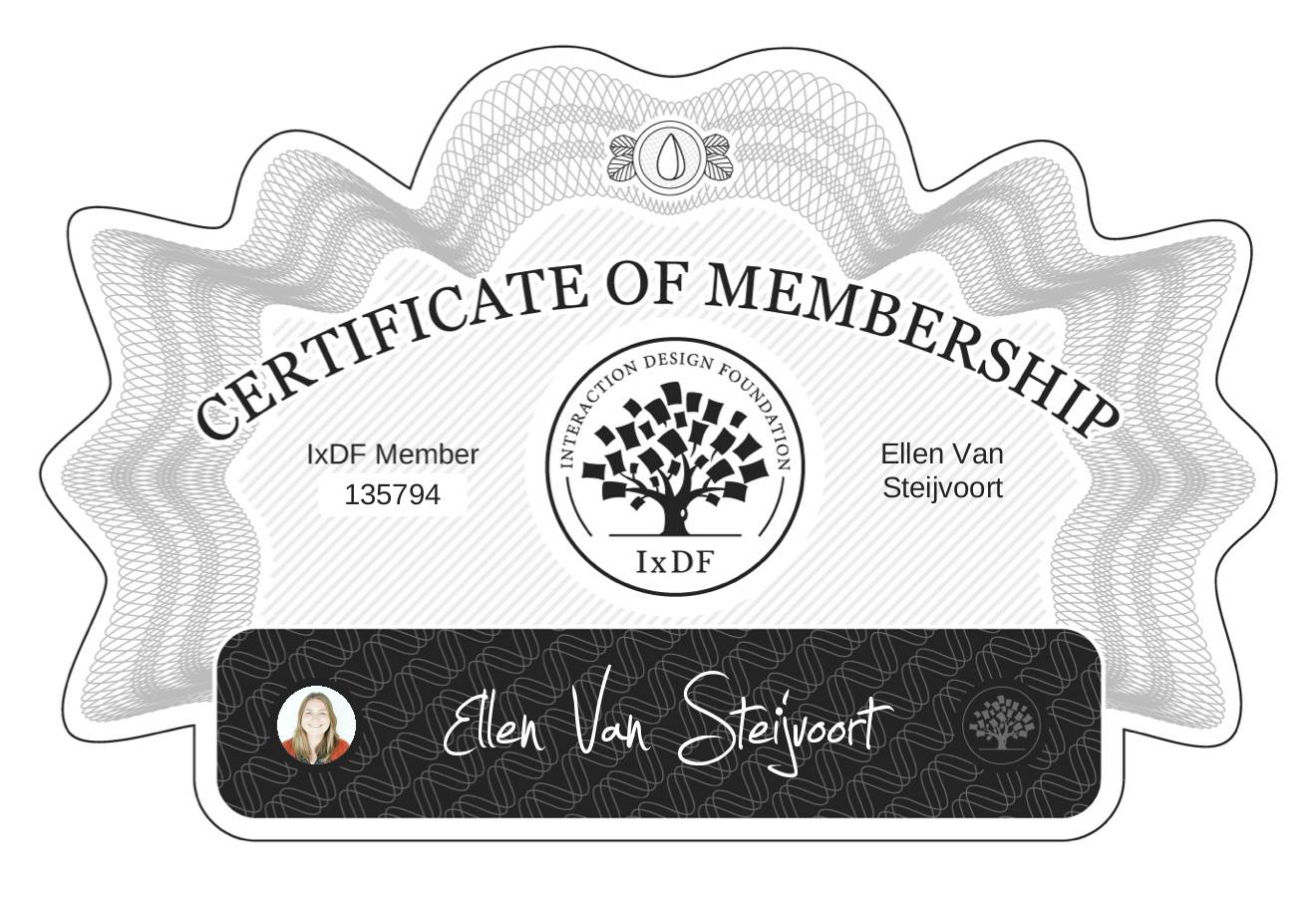 Certificate of Membership – Ellen Van Steijvoort