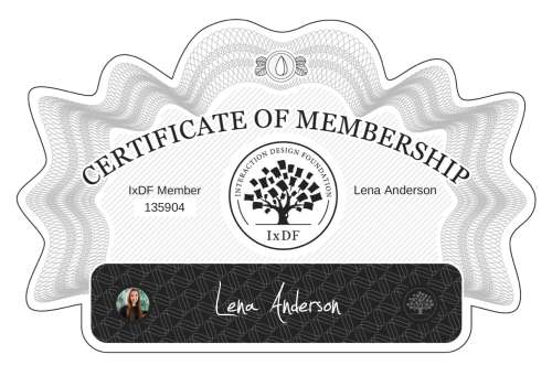 Certificate of Membership – Lena Anderson