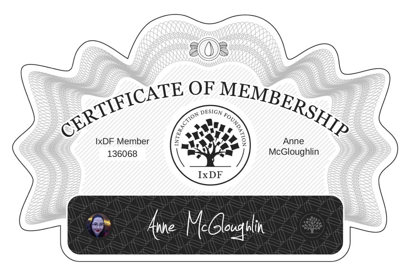 Certificate of Membership – Anne McGloughlin