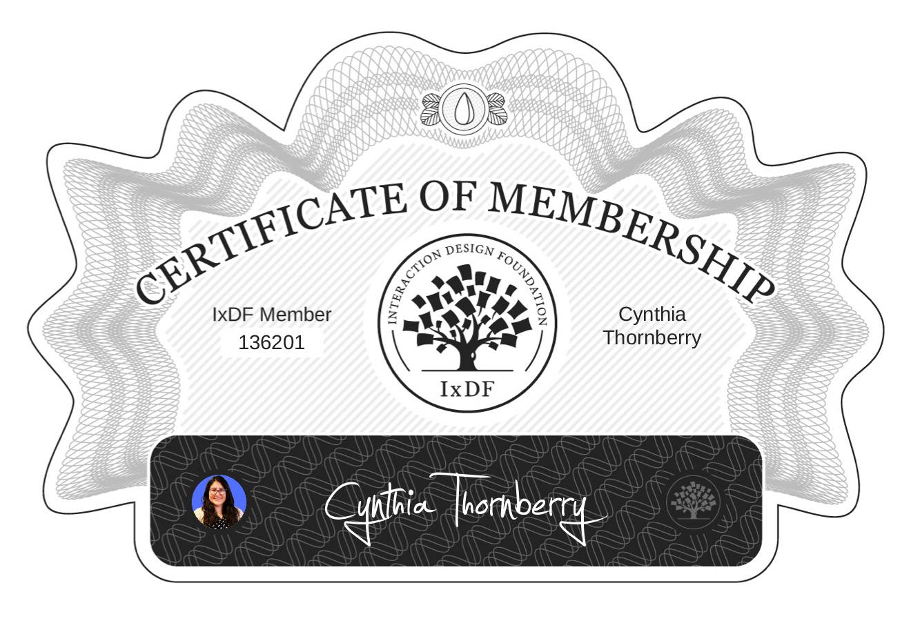 Certificate of Membership – Cynthia Thornberry