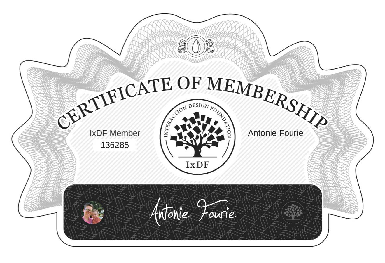 Certificate of Membership – Antonie Fourie