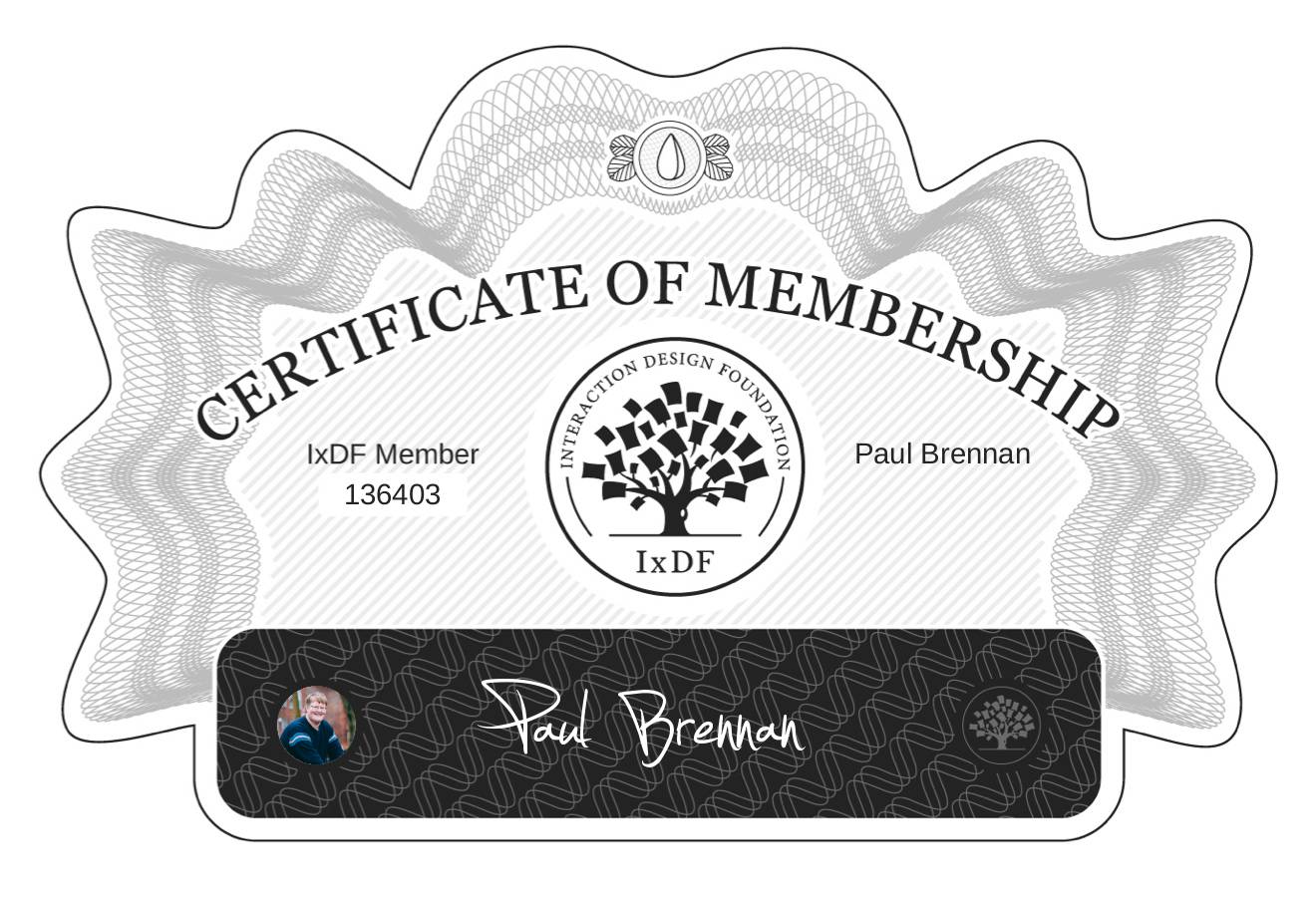 Certificate of Membership – Paul Brennan