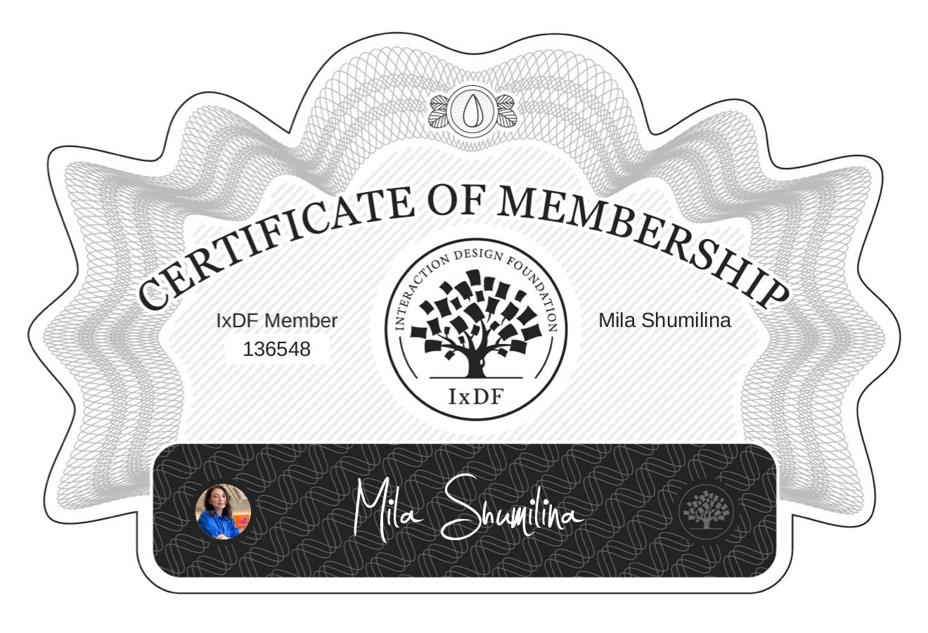 Certificate of Membership – Mila Shumilina