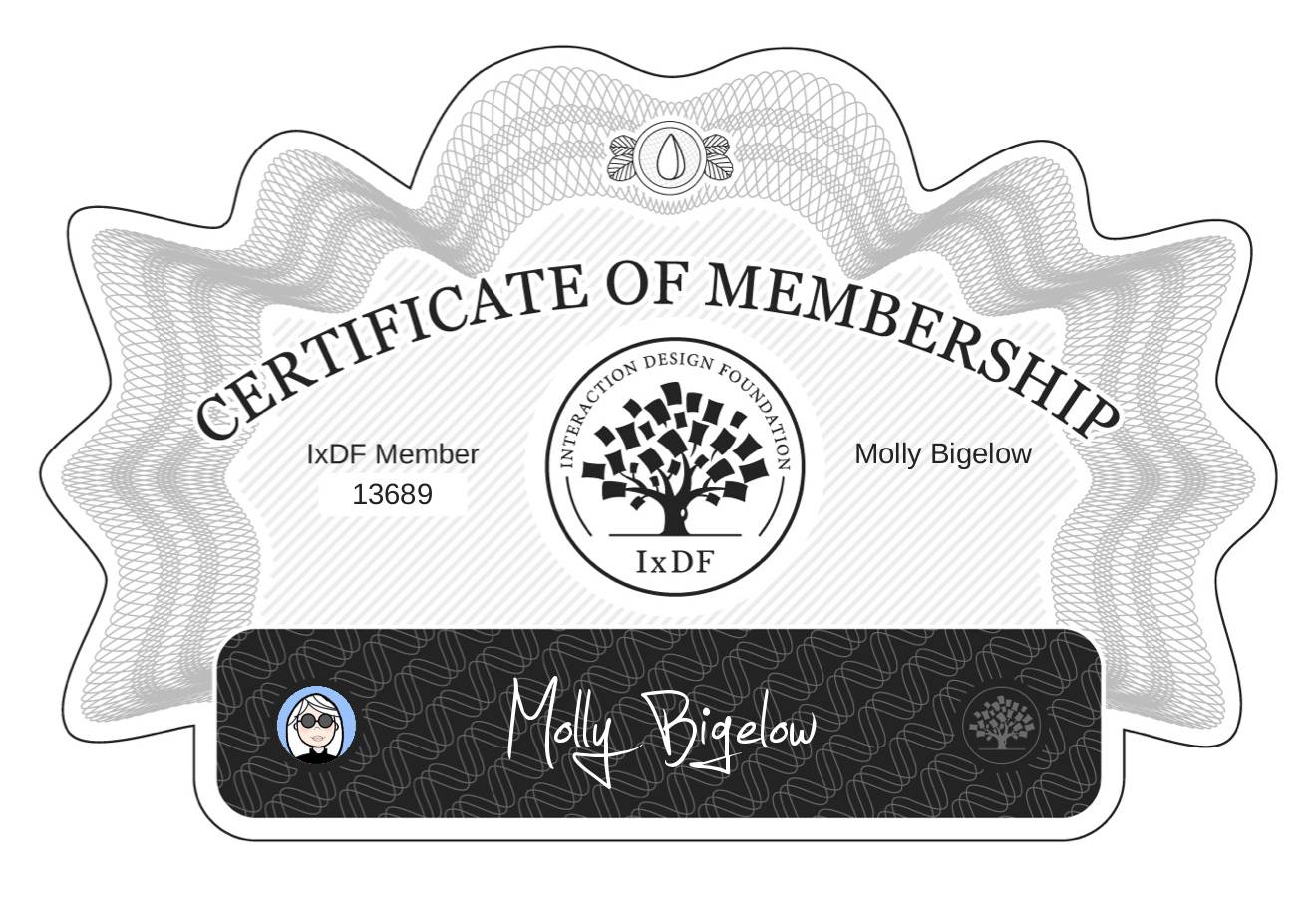 Certificate of Membership – Molly Bigelow