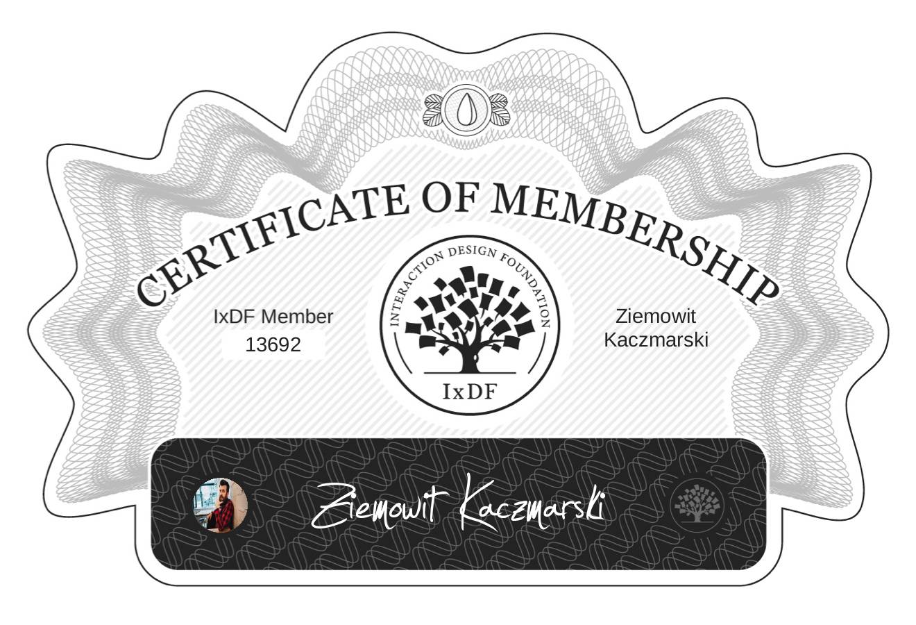 Certificate of Membership – Ziemowit Kaczmarski