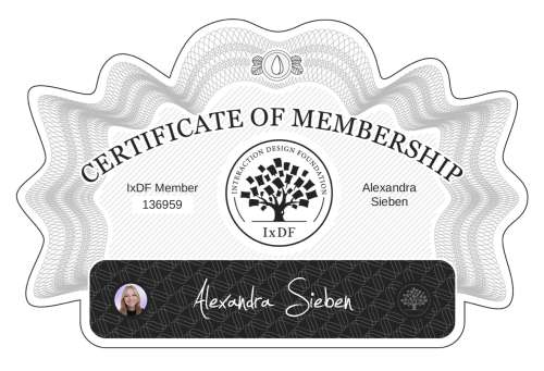 Certificate of Membership – Alexandra Sieben
