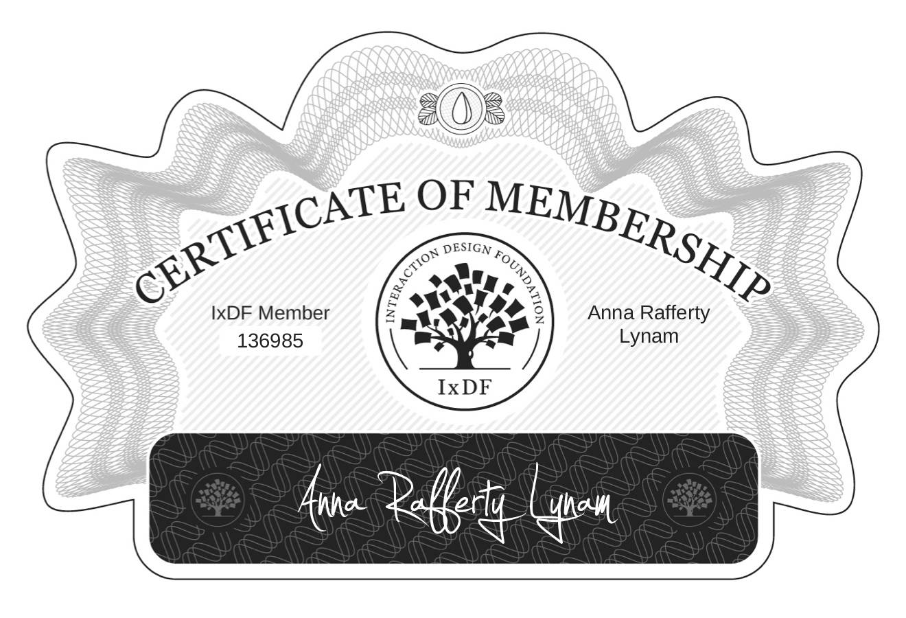 Certificate of Membership – Anna Rafferty Lynam