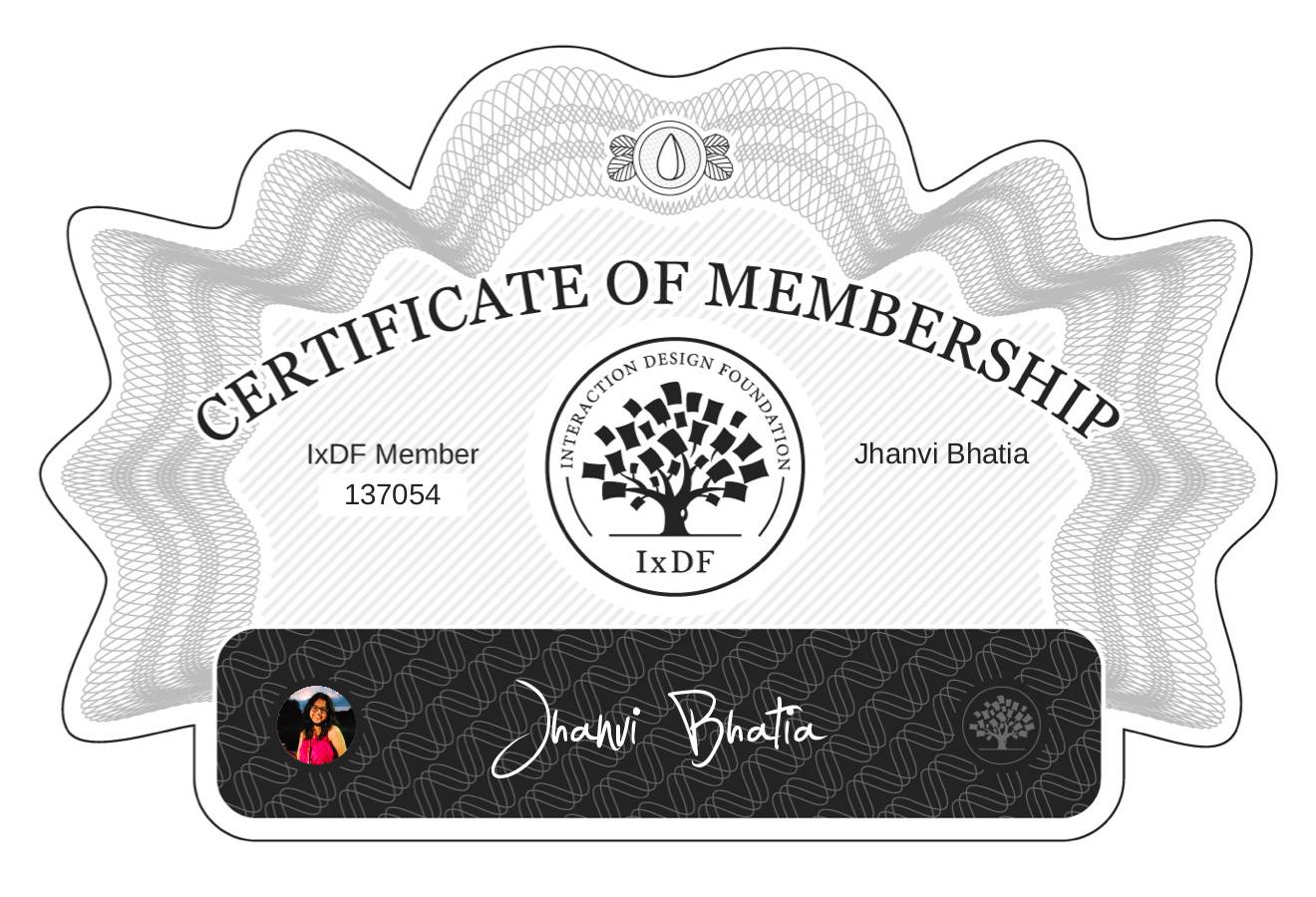Certificate of Membership – Jhanvi Bhatia
