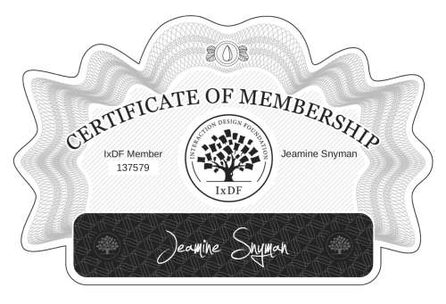 Certificate of Membership – Jeamine Snyman