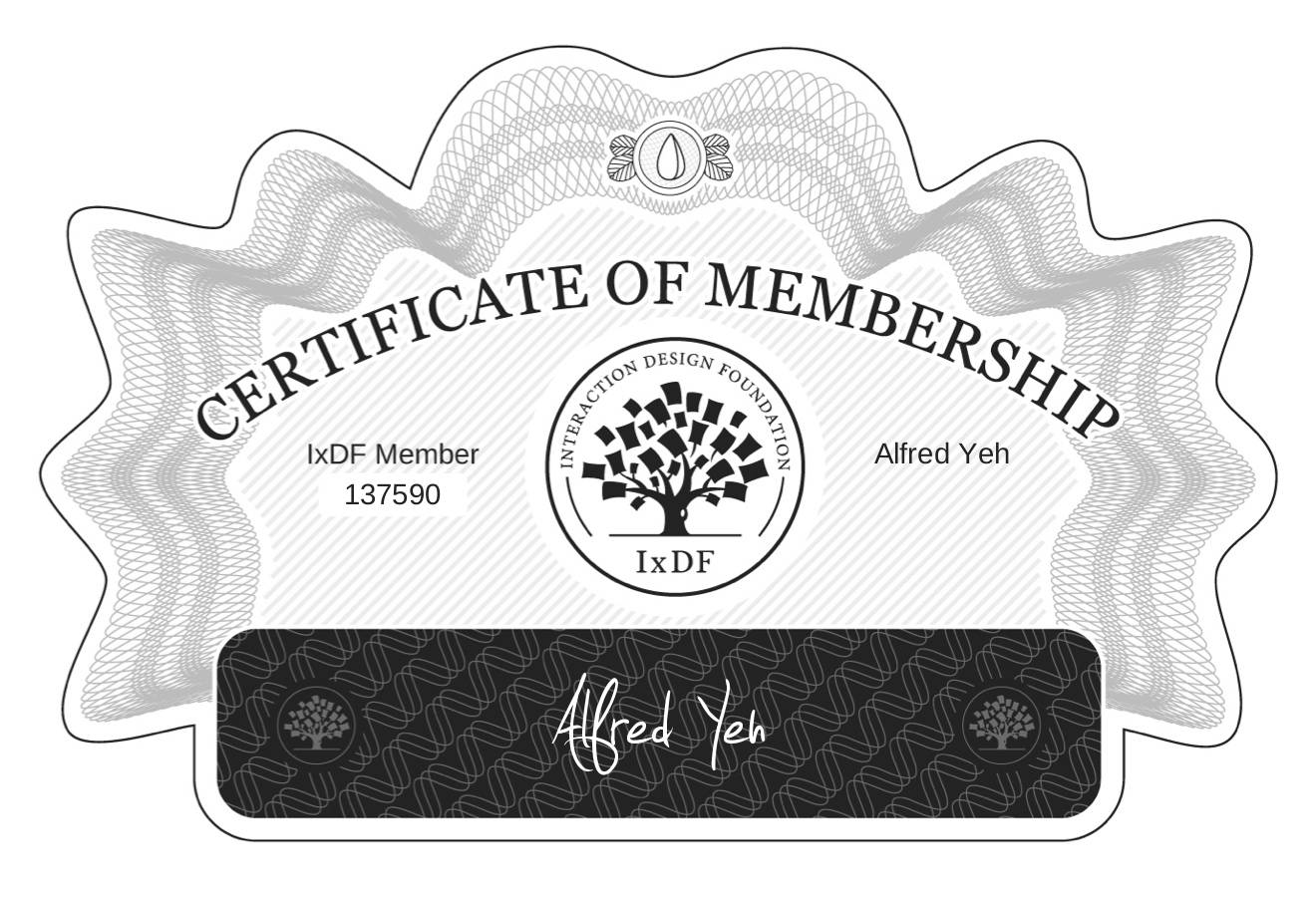 Certificate of Membership – Alfred Yeh