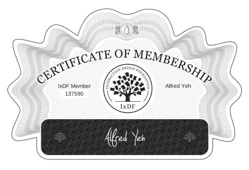 Certificate of Membership – Alfred Yeh