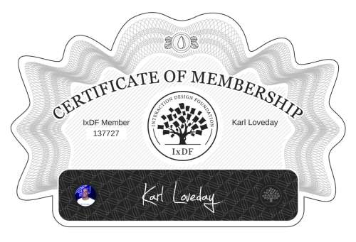 Certificate of Membership – Karl Loveday