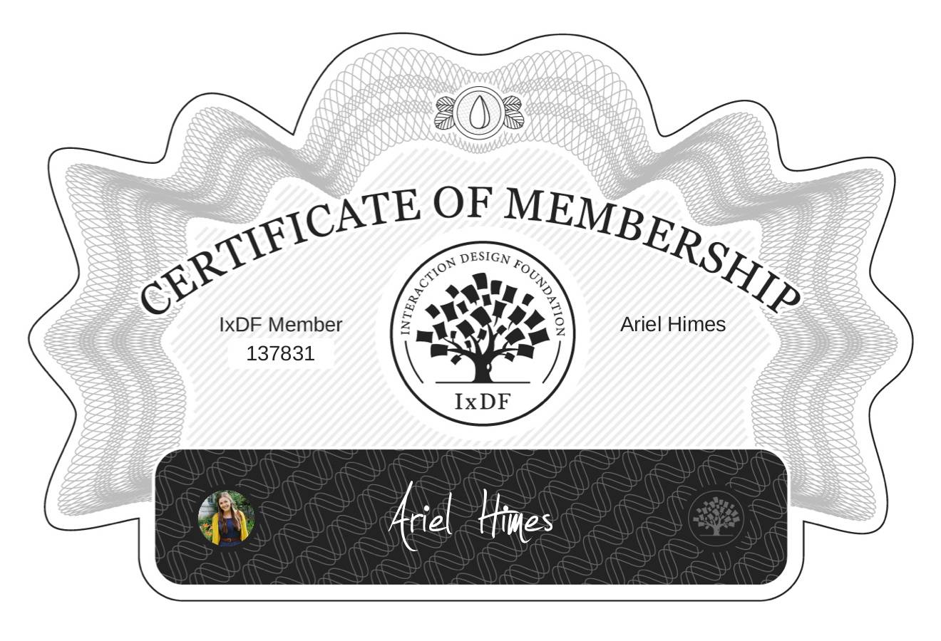 Certificate of Membership – Ariel Himes