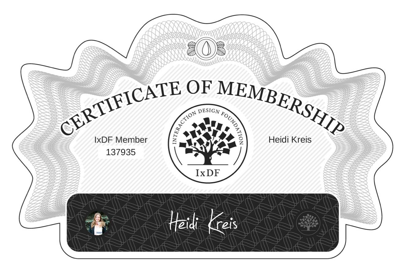 Certificate of Membership – Heidi Kreis