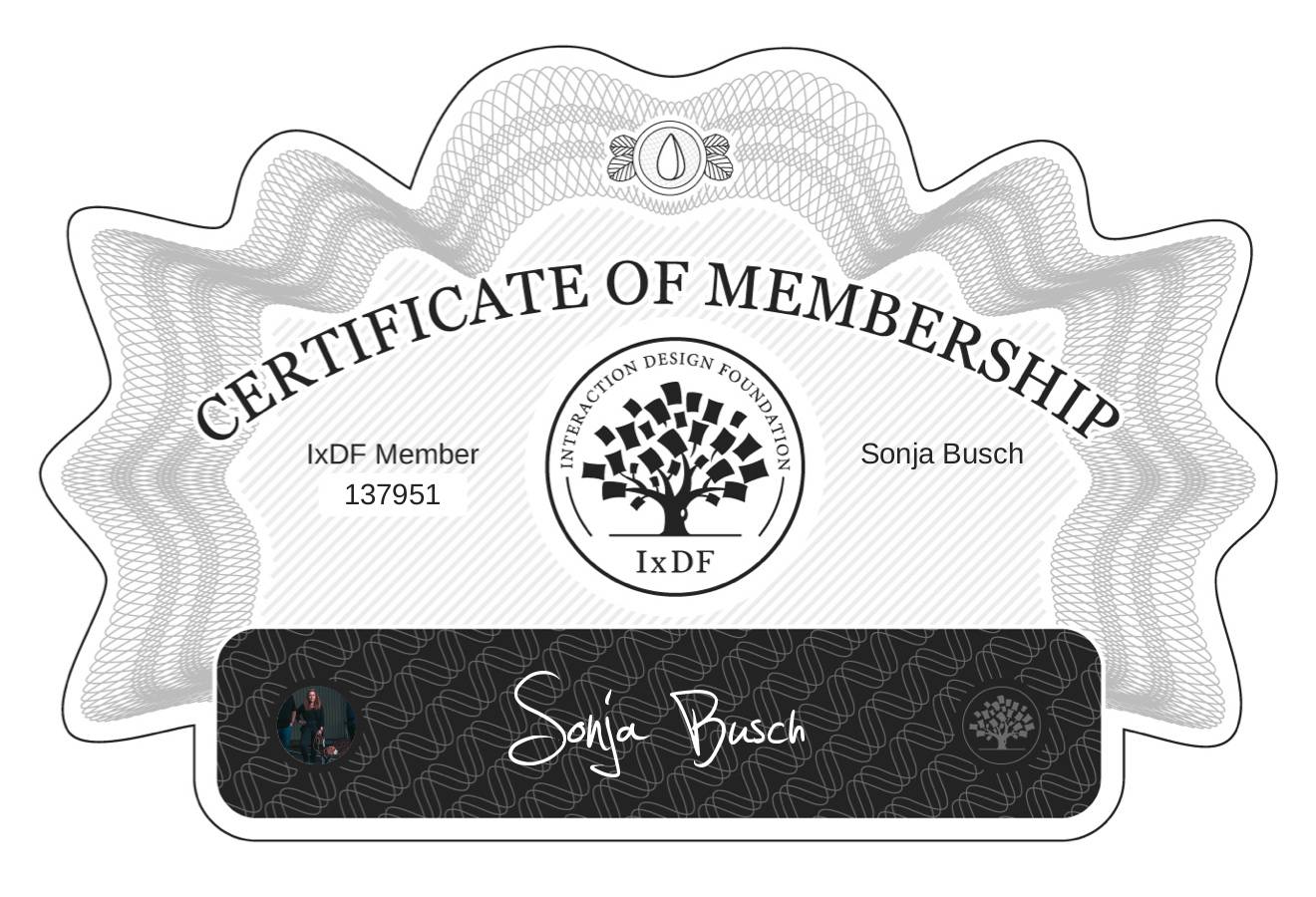 Certificate of Membership – Sonja Busch