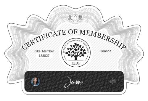 Certificate of Membership – Joanna