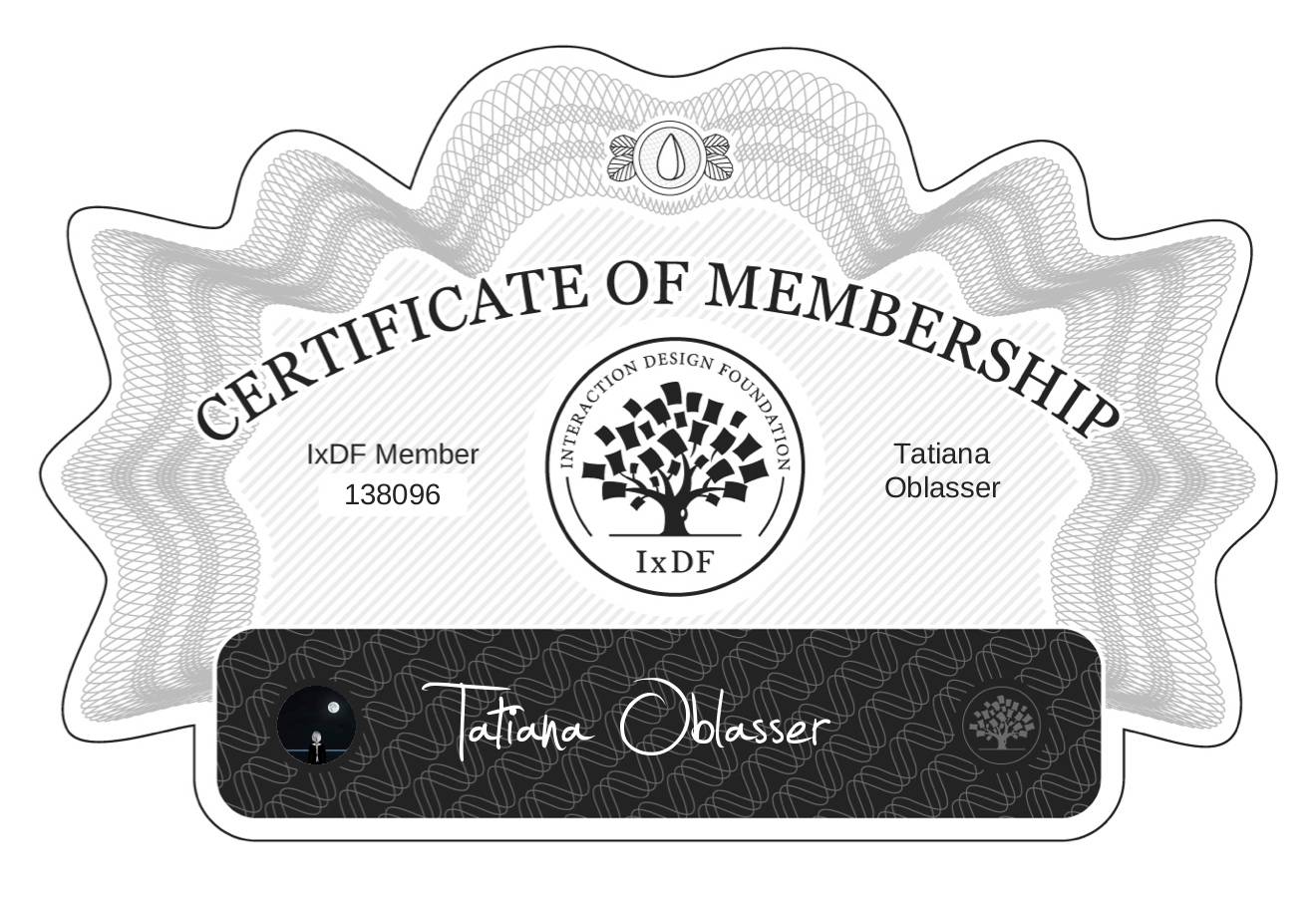 Certificate of Membership – Tatiana Oblasser