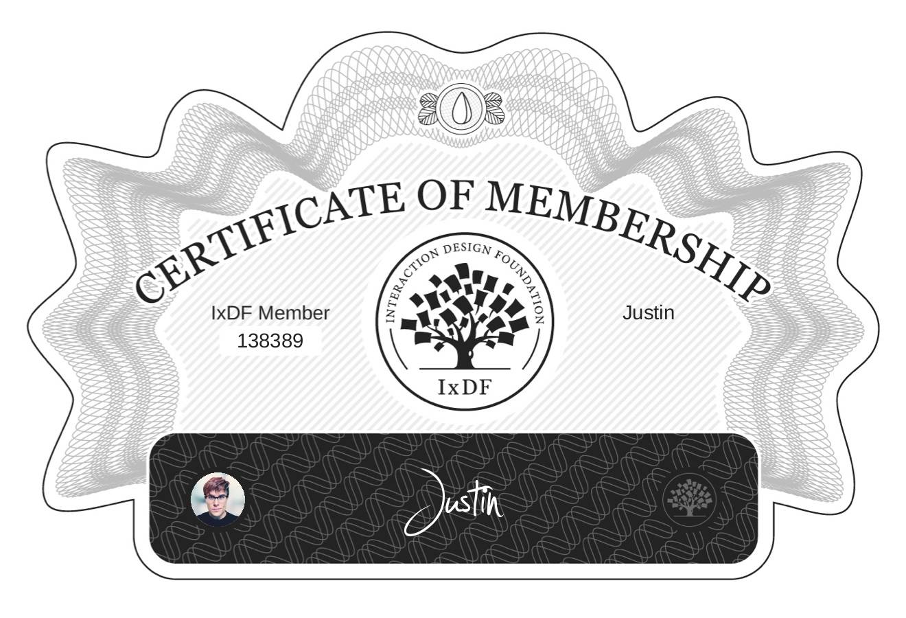 Certificate of Membership – Justin