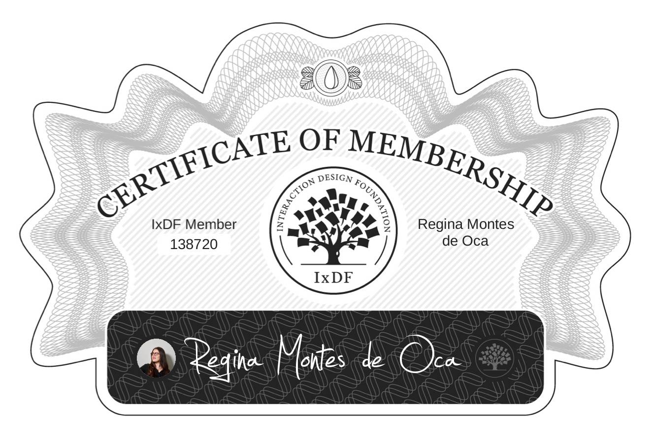 Certificate of Membership – Regina Montes de Oca
