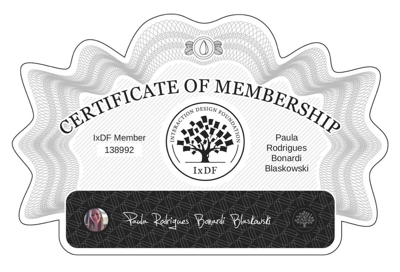 Certificate of Membership – Paula Rodrigues Bonardi Blaskowski
