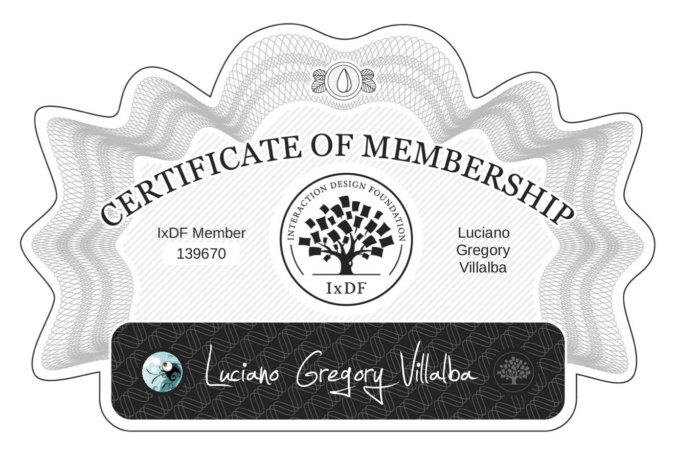 Certificate of Membership – Luciano Gregory Villalba