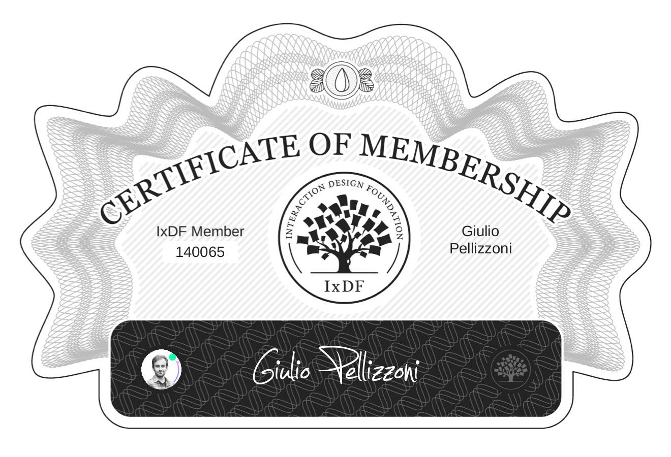 Certificate of Membership – Giulio Pellizzoni
