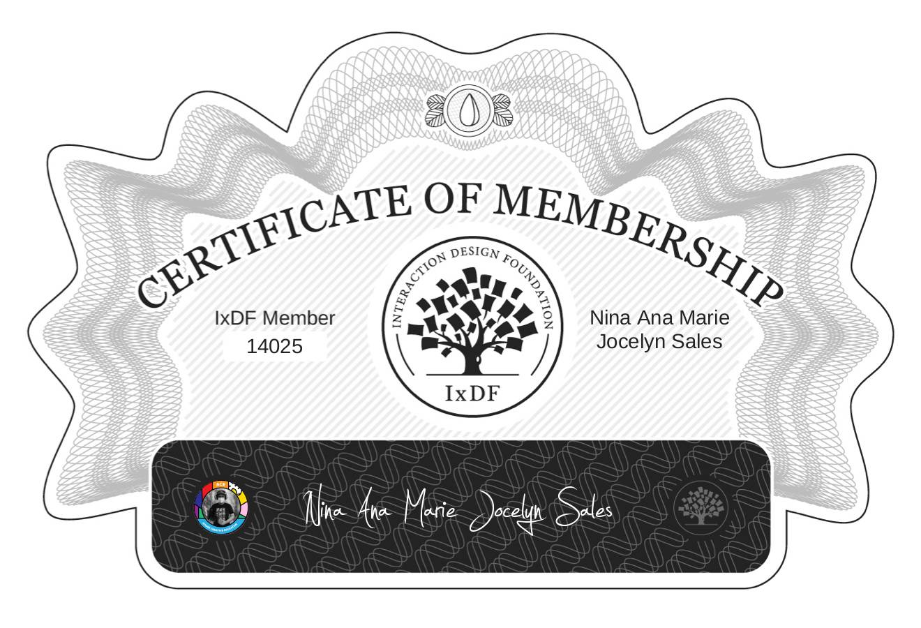 Certificate of Membership – Niña Ana Marie Jocelyn Sales
