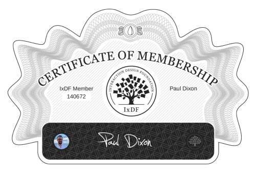 Certificate of Membership – Paul Dixon