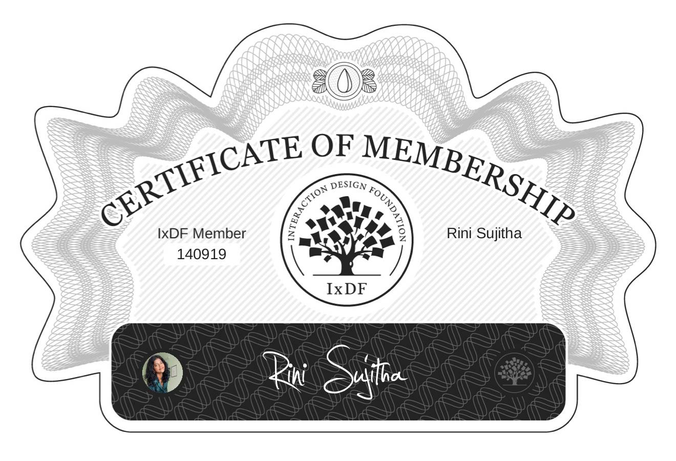 Certificate of Membership – Rini Sujitha