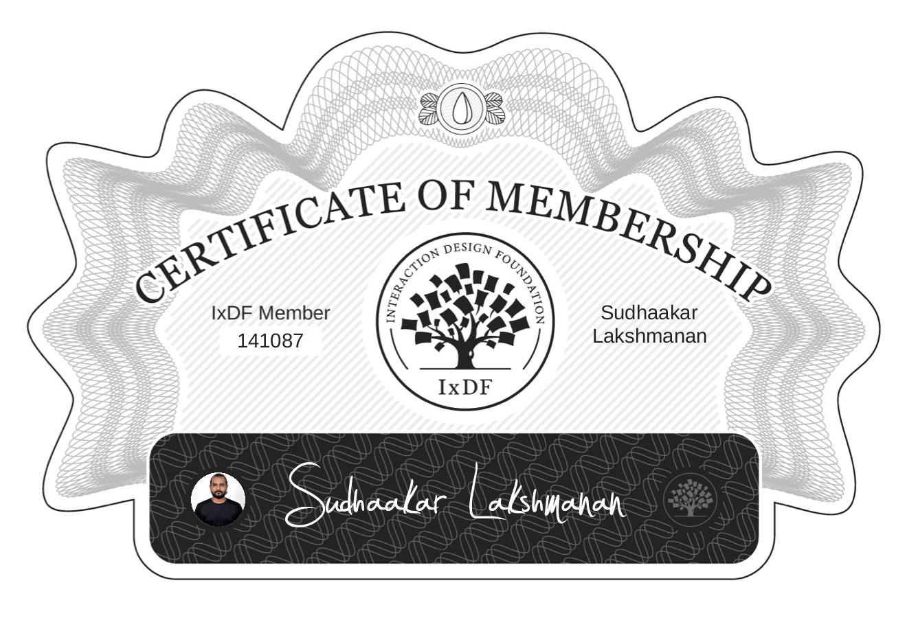 Certificate of Membership – Sudhaakar Lakshmanan