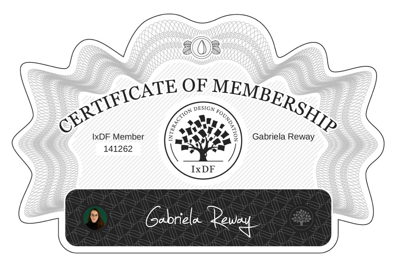 Certificate of Membership – Gabriela Reway