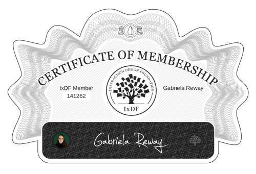 Certificate of Membership – Gabriela Reway