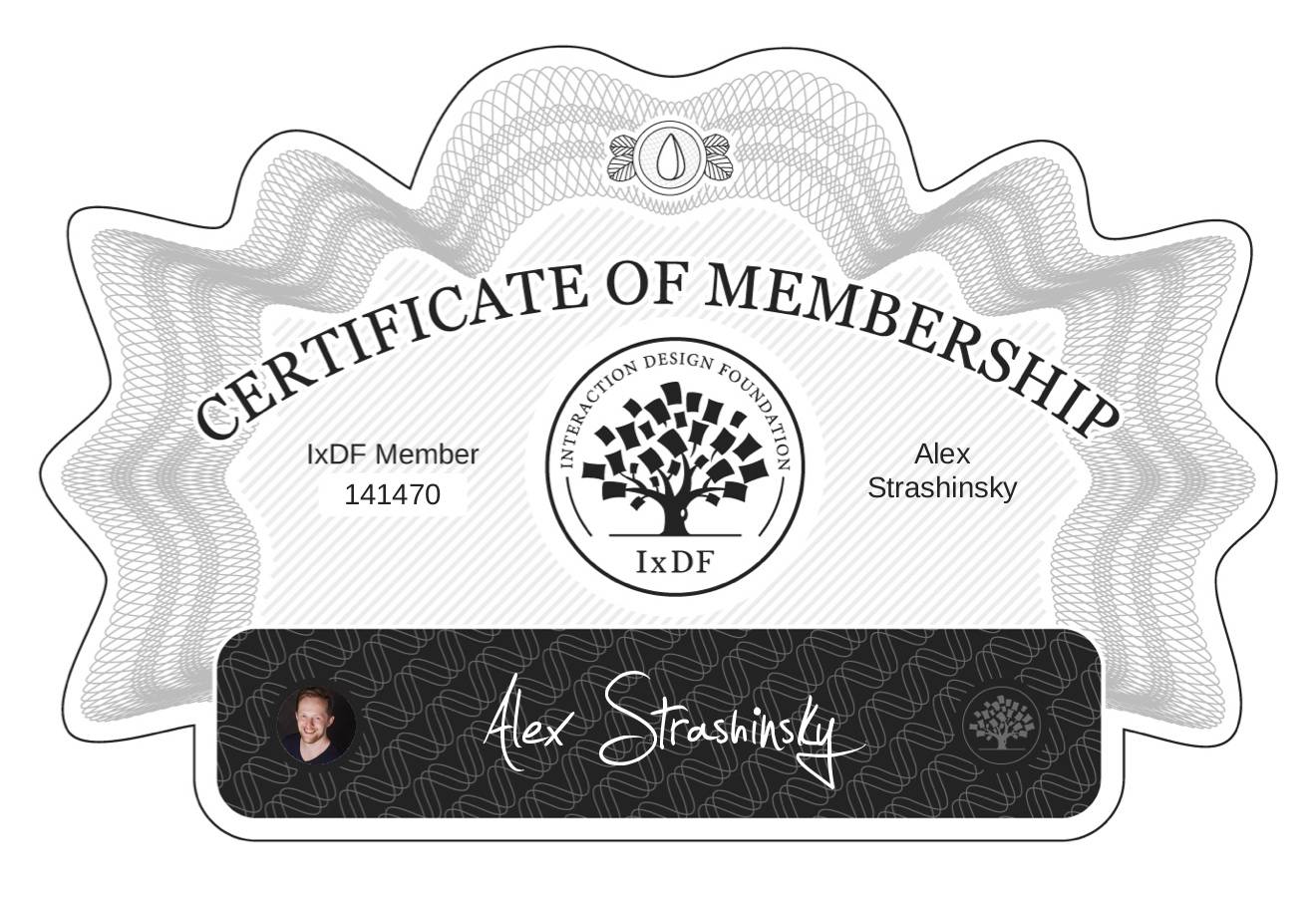Certificate of Membership – Alex Strashinsky