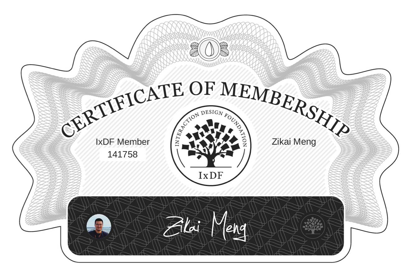 Certificate of Membership – Zikai Meng