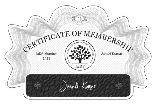 Certificate of Membership – Janaki Kumar