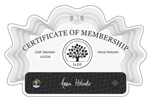 Certificate of Membership – Anna Holovko